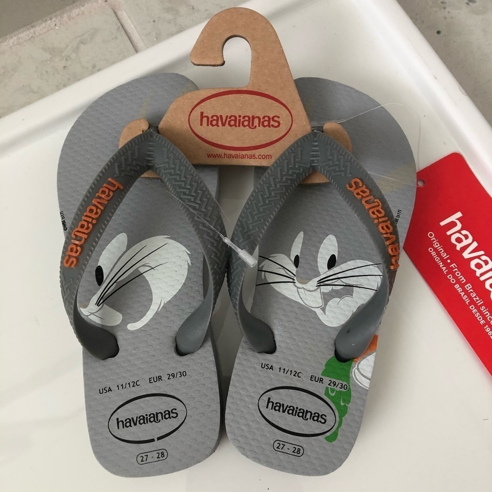 Havaianas Toddler Grey Bugs Bunny Flip Flop Size 11/12